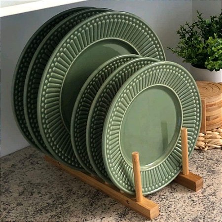 Display para 6 Pratos de Bambu 27x12.5x12cm YOI 8108010036