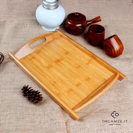 Bandeja de Bambu com Alça Média 3x30x44cm Organize-it 22111