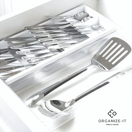 Org. Talheres e Utensílios Clear Branco 37x30x5cm OU OGC2000