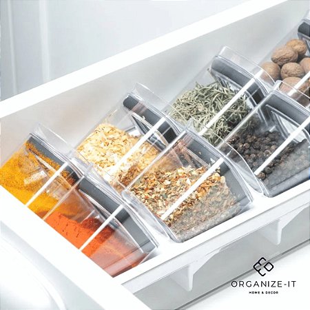 Org. de Temperos Clear Branco 9 Peças 37x15x11cm OU COB1400