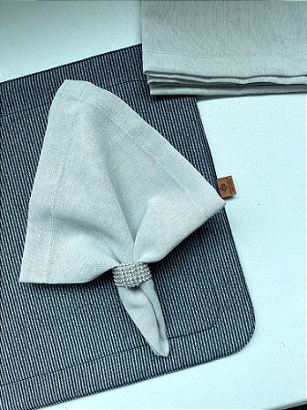 Kit 4 guardanapo cinza claro linho misto 42x42cm Organizeit