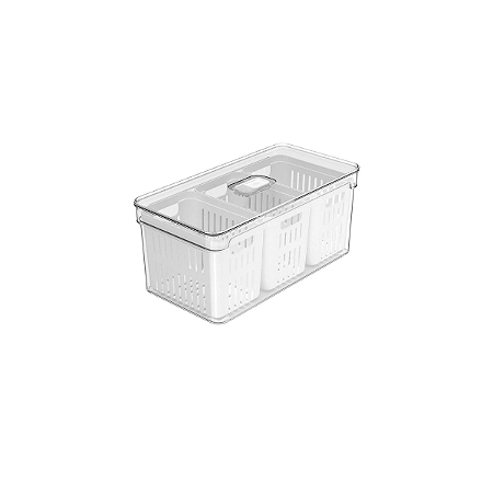 Organizador com Cesto Triplo 5L 15 x 30 x 13cm - Natural