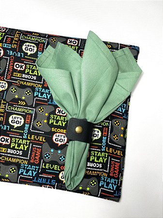 Kit 4 Guardanapos Liso Verde Tricoline 42x42 Organizeit 13408