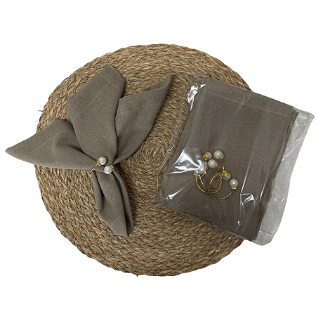 Kit 4 Guardanapos Caqui tecido misto