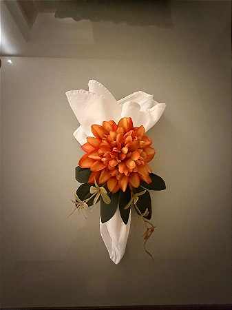 Kit 4 Porta Guardanapo de Madeira Dália Laranja