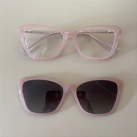 Armação para Óculos de Grau clip-on Rose Cremoso Liza