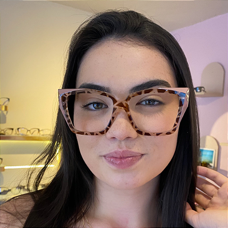 Armação para óculos de grau estampado de rose com marrom