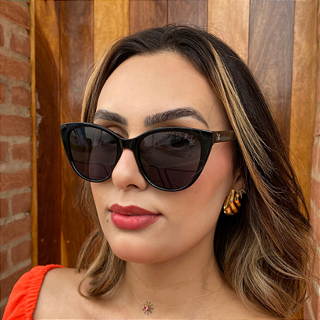 Óculos de sol feminino gatinho preto Bianca