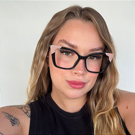 Armação para óculos de grau preto com nude Lorena
