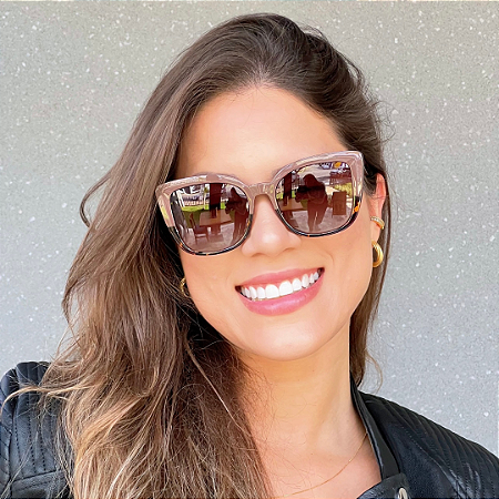 Óculos de sol gatinho marrom com nude