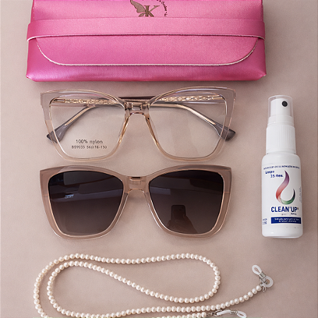 Clipon Adele rose Translúcido + Kit de Acessórios