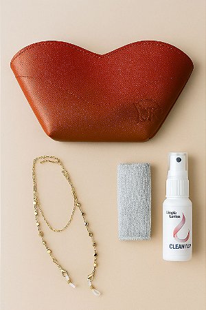 Kit salva óculos + case + limpa lentes