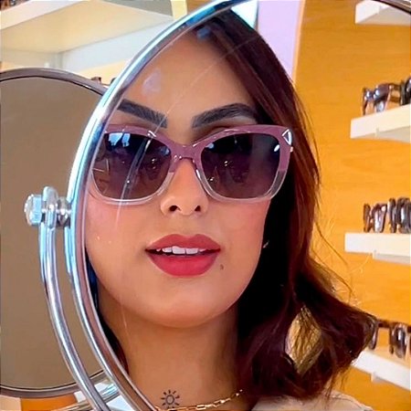 Óculos Clipon Luna transparente com rose 2 em 1 – Ideal para Rosto Redondo e oval