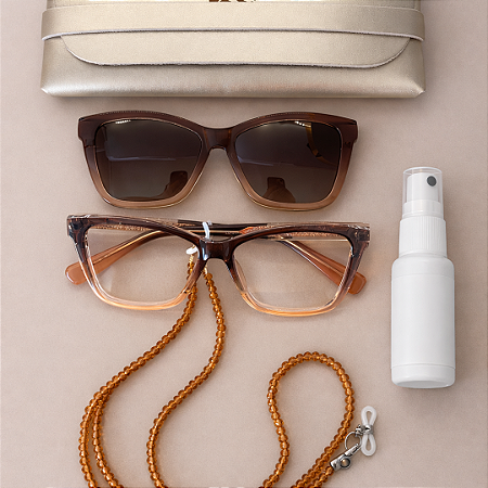 Clipon Estela marrom Translúcido + Kit de Acessórios