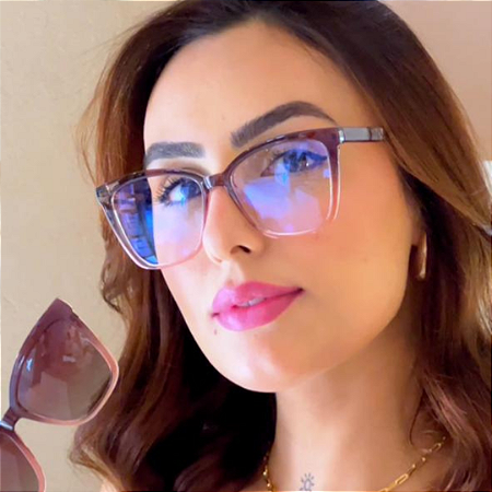 Armação para óculos de grau clipon 2 em 1 Rose Degrade Aurora