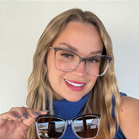 Armação para óculos de grau clipon 2 em 1 Rose degrade Clara