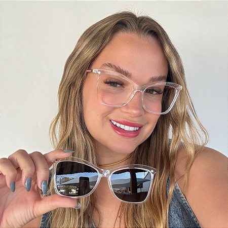 Armação para óculos de grau clipon 2 em 1 Transparente gelo Clara