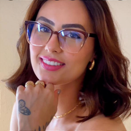 Armação para óculos de grau 2 em 1 clipon marrom translucido Aurora