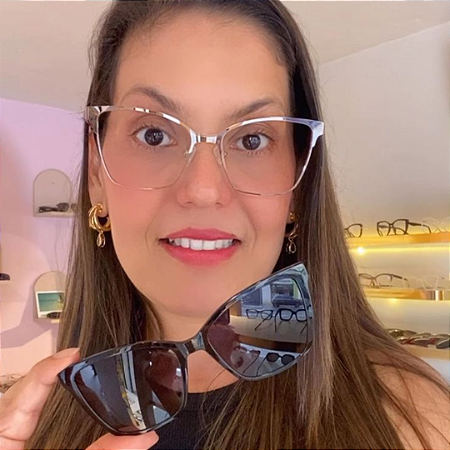 Armação para óculos de grau 2 em 1 clipon no metal prata