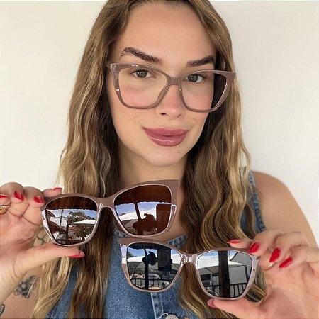 Óculos Clipon 3 em 1 Yara – cor nude | Compatível com Multifocal