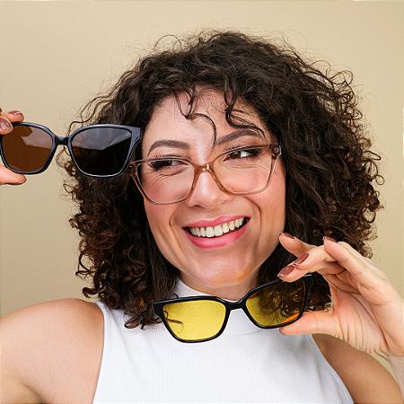 Óculos Clipon 3 em 1 Lidia marrom translucido | Estilo e Praticidade no Seu Dia