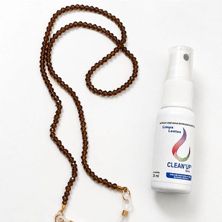 Kit salva óculos marrom + limpa lentes