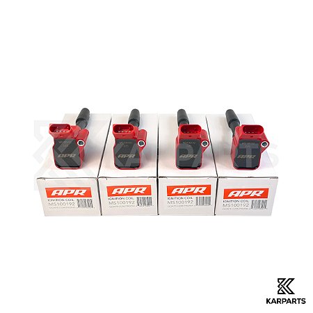 Jogo 4 Bobinas de Ignição APR Vermelha Audi Volkswagen Golf GTI Jetta GLI A3 S3 TT EA888 Gen3 MS100192