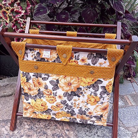 Bolsa Porta Tricô e Crochê Floral Amarelo