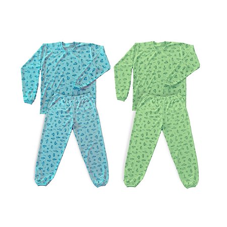 Pijama bebê masculino longo 100% algodão - Magnus Confecções