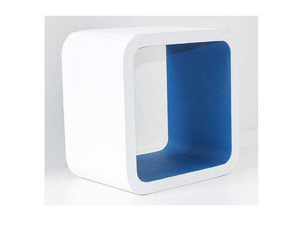 Nicho Arredondado em MDF Branco/Azul 28X28CM