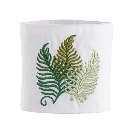 Porta Papel Higiênico Velcro Bordado - Coleção Linha Samambaia