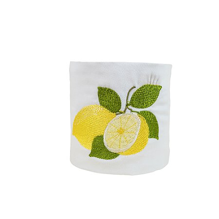 Porta Papel Higiênico Velcro Bordado - Coleção Limão Siciliano