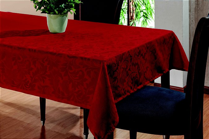 Toalha De Mesa Sala Jantar 2,70x1,45 em Tecido Jacquard Vermelho