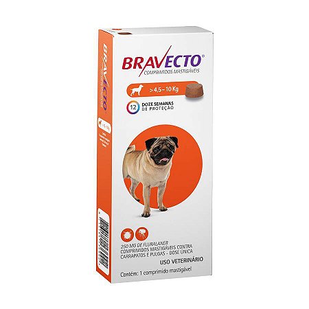 Bravecto 112,5 mg (4,5 Kg a 10Kg) contra pulgas e carrapatos