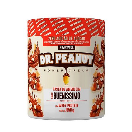 Dr Peanut - Pasta De Amendoim 600g (Sabores:Cookies And Cream, Leite em pó, Avelã, Buenissimo e Brigadeiro de Colher