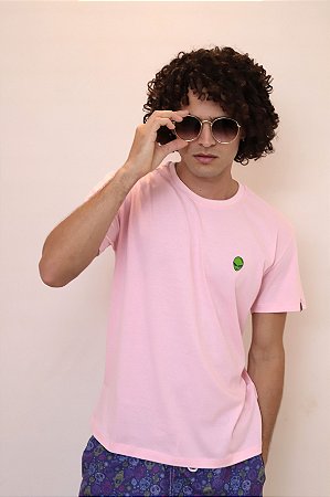 Camiseta básica masculina 100% algodão - rosa