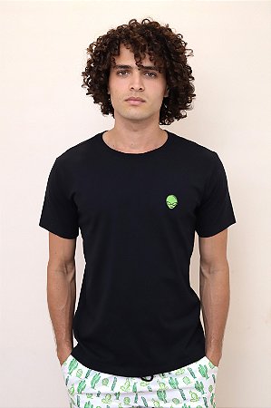Camiseta básica fit masculina 100% algodão - preto