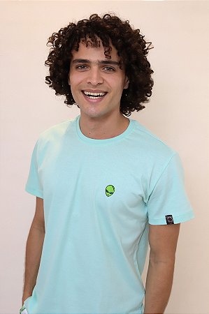 Camiseta básica masculina 100% algodão - verde bebê