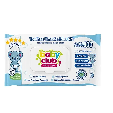 Toalha Umedecida Baby Club Premium Recem Nascido Premium C/100