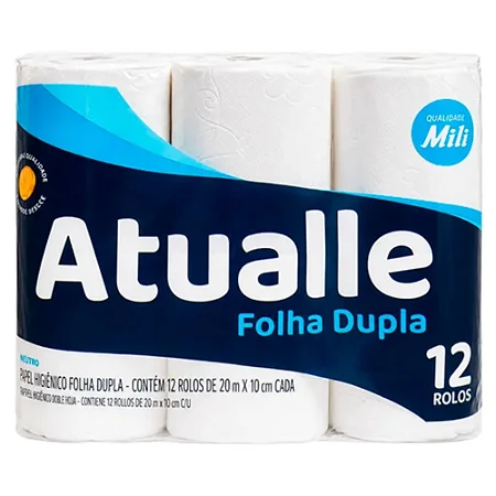 Papel Higiênico Folha Dupla C/12 Rolos 20 Metros Atualle