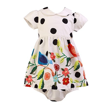 VESTIDO BEBÊ ESTAMPA CANTO DOS PÁSSAROS