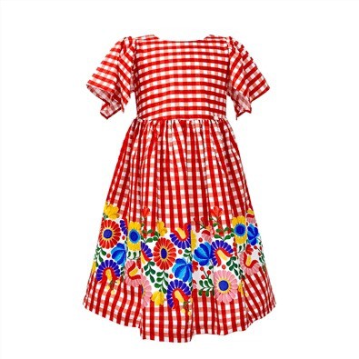 VESTIDO ESTAMPA XADREZ VICHY BARRADO FLORES
