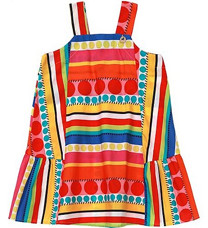 VESTIDO ESTAMPA BOLAS E LISTRAS