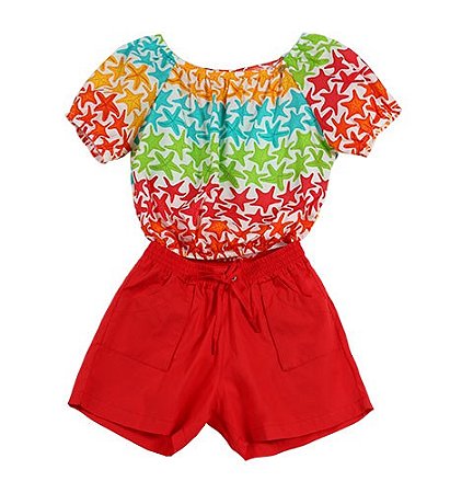 CONJUNTO ESTAMPA ESTRELAS MULTICORES
