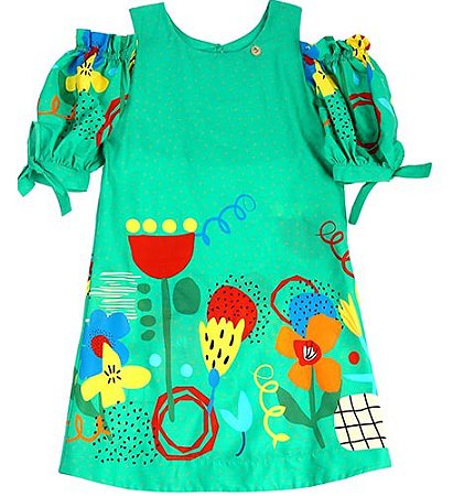 VESTIDO ESTAMPA BARRADO FLOR DE PANO