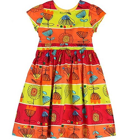 VESTIDO ESTAMPA FLORES PESPONTADAS