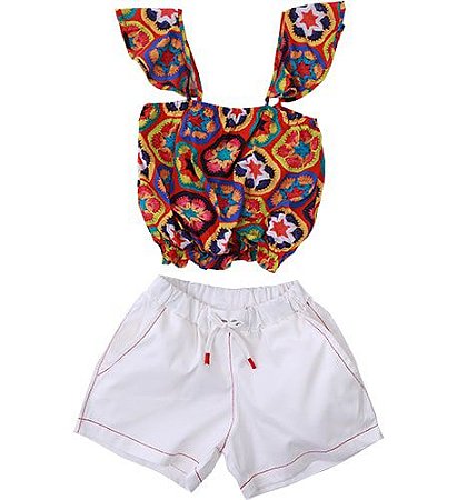 CONJUNTO CROPPED FLOR DE CROCHE
