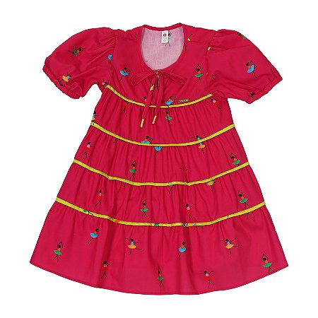 VESTIDO ROSA ESTAMPA BAILARINAS