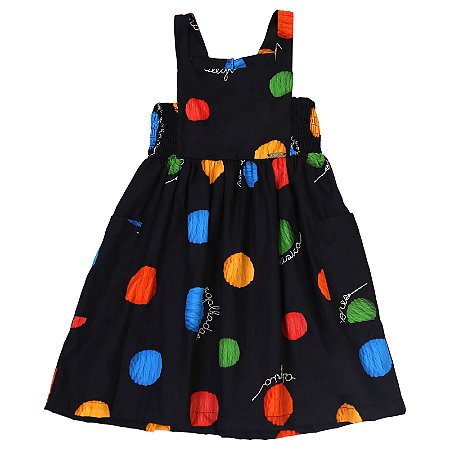 VESTIDO ESTAMPA PÓAS BORDADOS COLORIDOS
