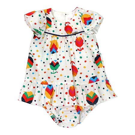 VESTIDO BEBÊ ESTAMPA TULIPAS BAILARINAS